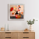 Still Life Flowers I - High Resolution Giclee Printed Canvas Framed in Contemporary Clear Acrylic Frame